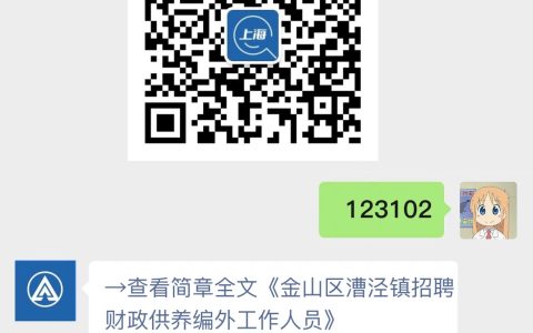 金山区漕泾镇招聘财政供养编外工作人员