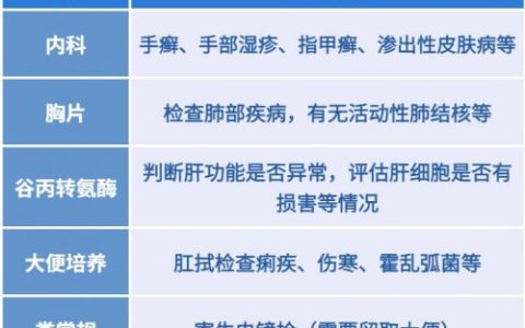 上海健康证体检项目清单及图示
