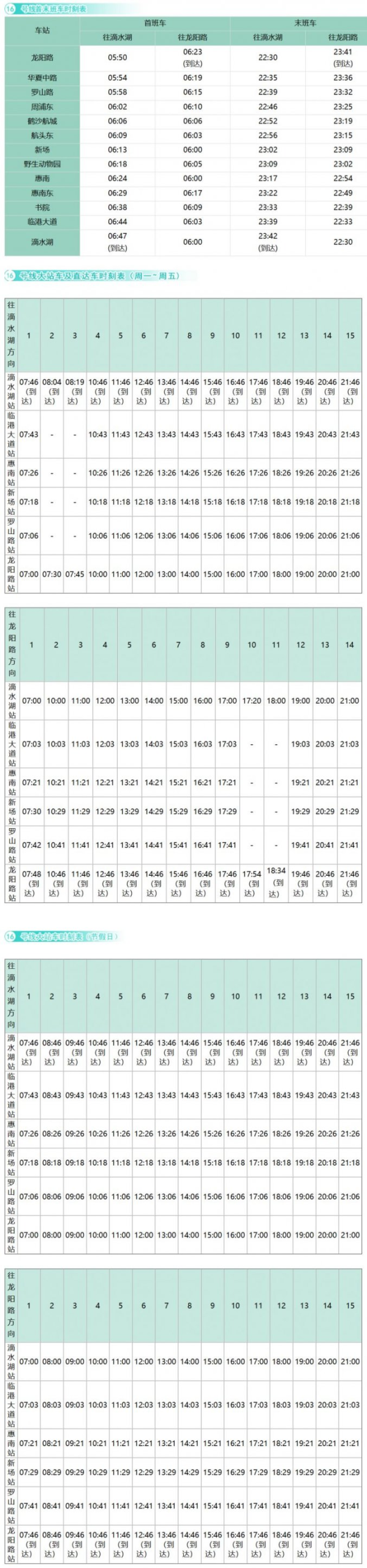 上海地铁最新首末班车时刻表