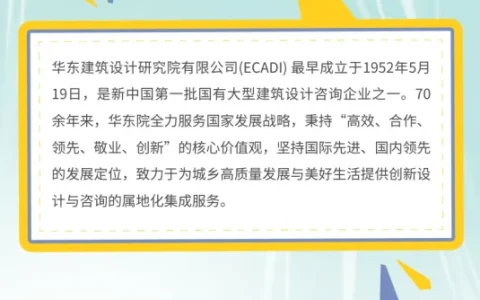 华东建筑设计研究院有限公司2026年暑期实习生招聘开启